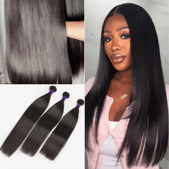 Tissage / Natural Black / Silky Straight / 100% Brazilian Virgin Human Hair / 3pcs 300g