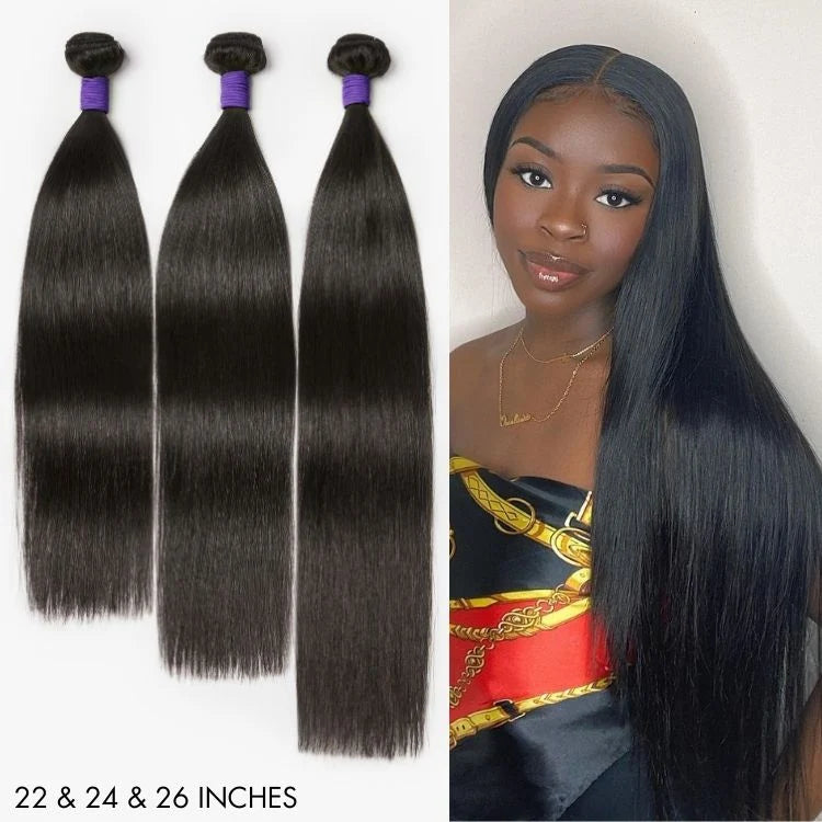 Tissage / Natural Black / Silky Straight / 100% Brazilian Virgin Human Hair / 3pcs 300g