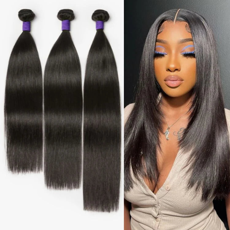 Tissage / Natural Black / Silky Straight / 100% Brazilian Virgin Human Hair / 3pcs 300g