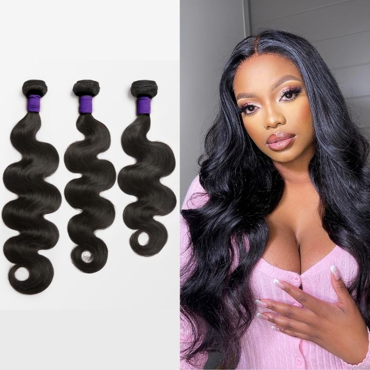 Tissage / Natural Black / Body Wave / 100% Brazilian Virgin Human Hair / 3pcs 300g