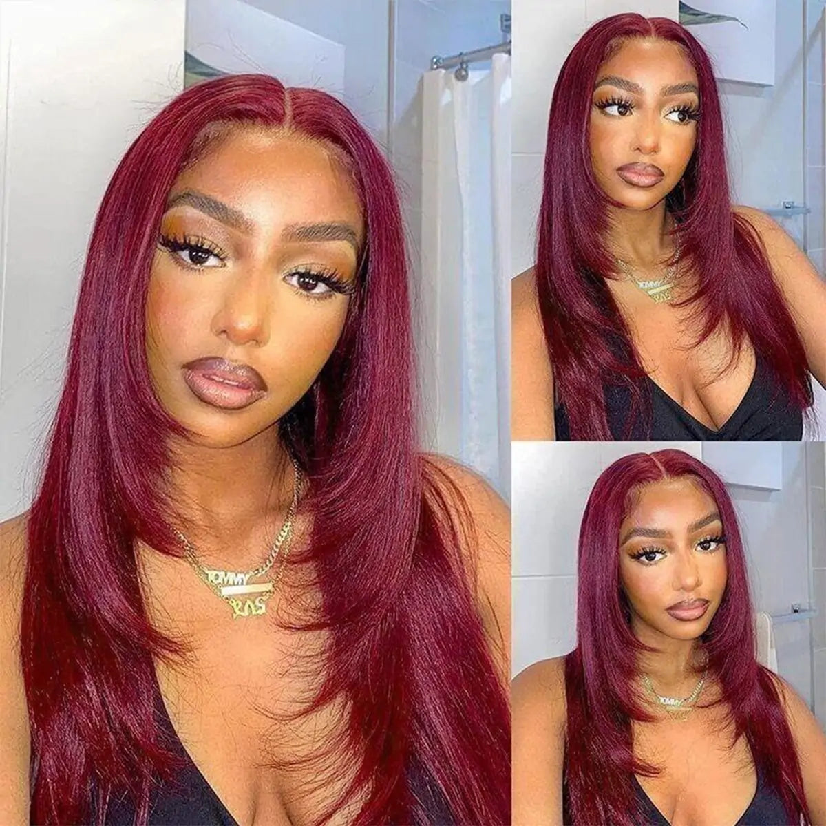Melanie / Burgundy / Straight / 6x5 Precut HD / 180% / Glueless