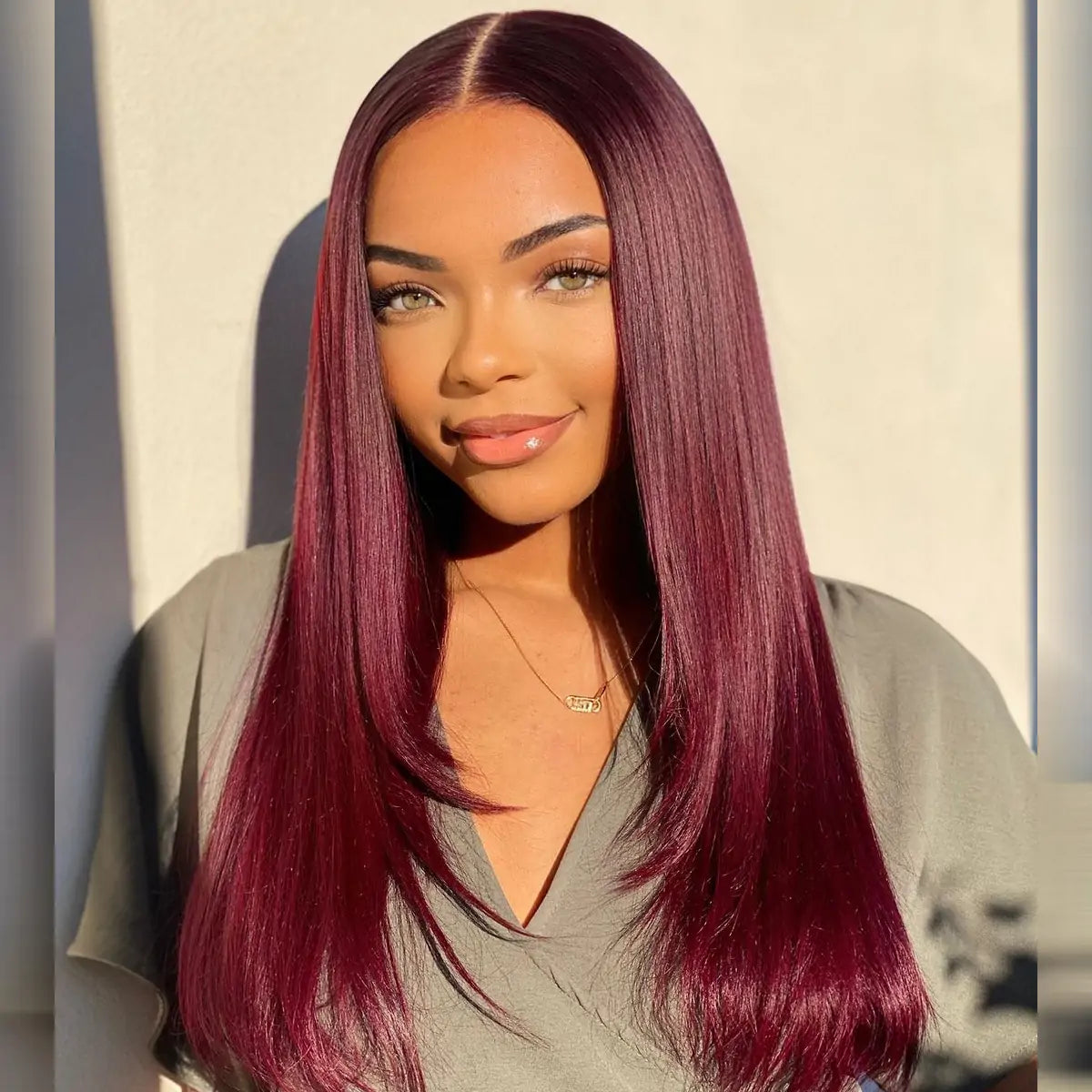 Melanie / Burgundy / Straight / 6x5 Precut HD / 180% / Glueless