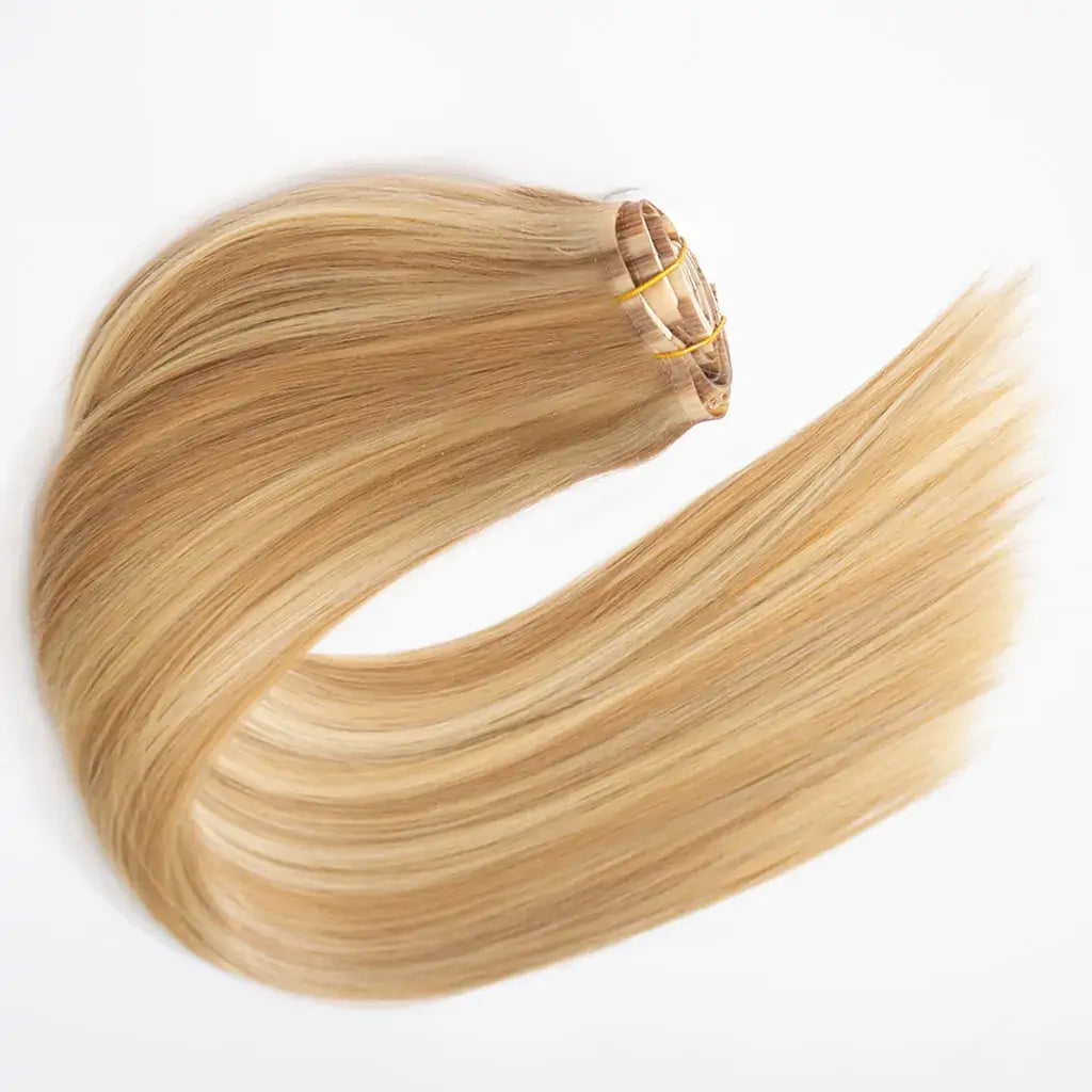 Clip-In / Blonde Balayage / Silk Straight / Virgin Human Hair / 7pcs