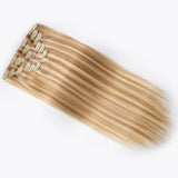 Clip-In / Blonde Balayage / Silk Straight / Virgin Human Hair / 7pcs