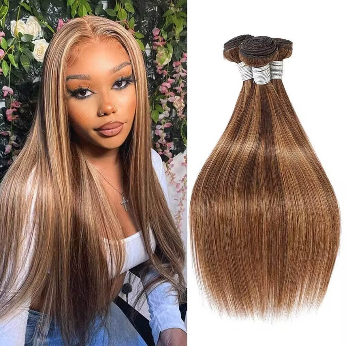 Tissage / Honey Blond / Silky Straight / 100% Brazilian Virgin Human Hair / 3pcs 300g