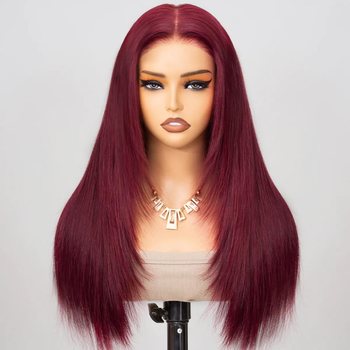 Melanie / Burgundy / Straight / 6x5 Precut HD / 180% / Glueless
