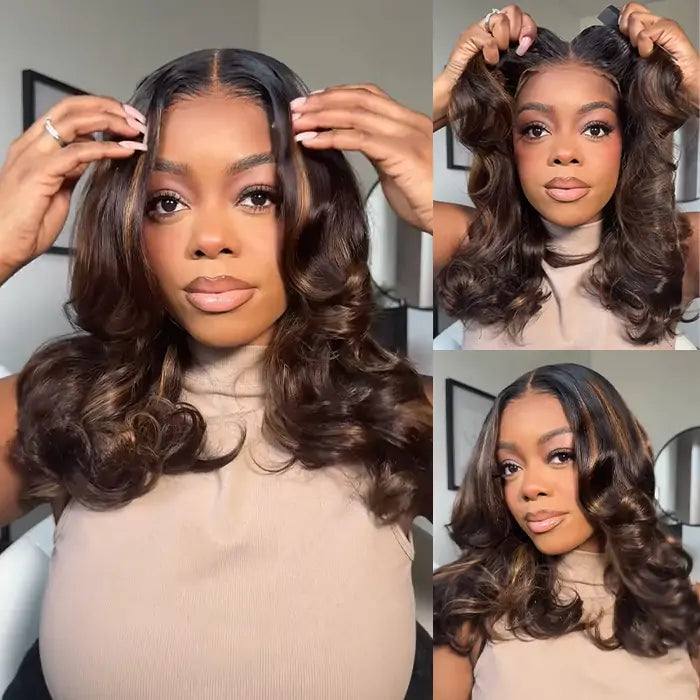 Oprah / Brown Highlights/ Butterfly Layer / 6x5 / 250% / Glueless